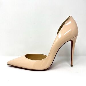 Christian Louboutin Iriza 100 Nude Beige Tan Patent High Heels Pumps Shoes 40 10
